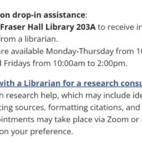Research Instruction Drop-In hours Fall 2021-Spring 2022 Research Instruction Drop-In hours Fall 2021-Spring 2022