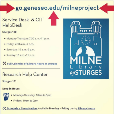 Library Website summary information of services and locations, updated daily.