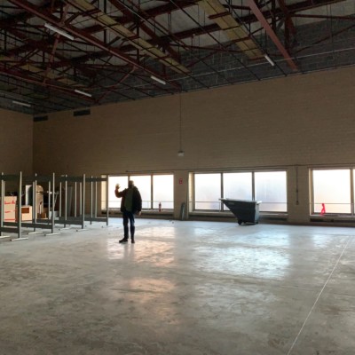 Dresbach in Schrader Hall Pool area before shelving installed, Spring 2021 Dresbach in Schrader Hall Pool area before shelving installed