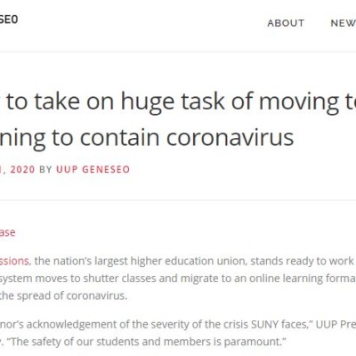 UUP Statement regarding COVID shutdown, March 11 2020 UUP Statement regarding COVID shutdown, March 11 2020