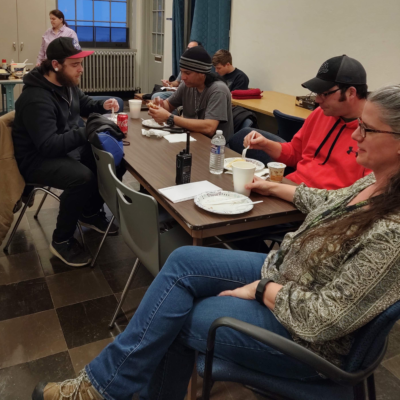 Facilities Staff enjoying thank you breakfast