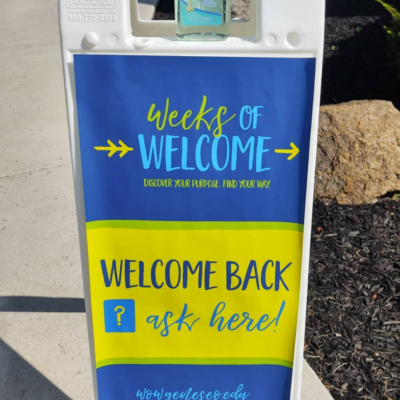 Weeks of Welcome sign for celebrating start of Fall 2020 Semester Weeks of Welcome sign for celebrating start of Fall 2020 Semester